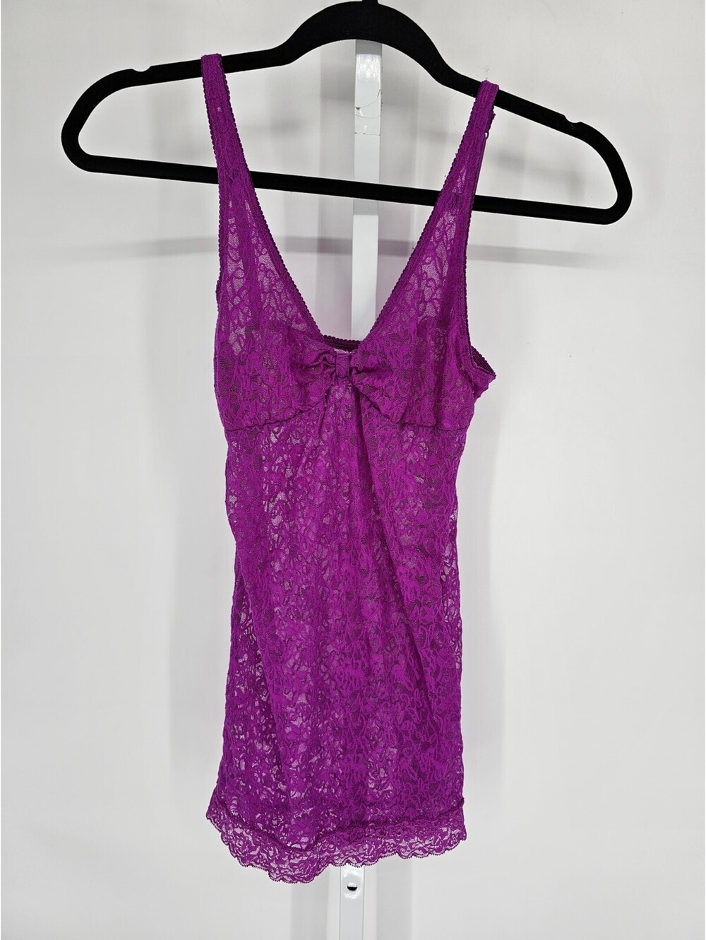 1990s Marilyn Monroe Intimates Womens Sz M Full Lace Nightie Purple V Neck